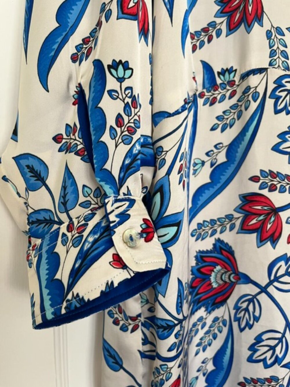 French Designer Emma Ducci 100% Silk Maxi Shirt Dress | Size 10 - Picture 5 of 12